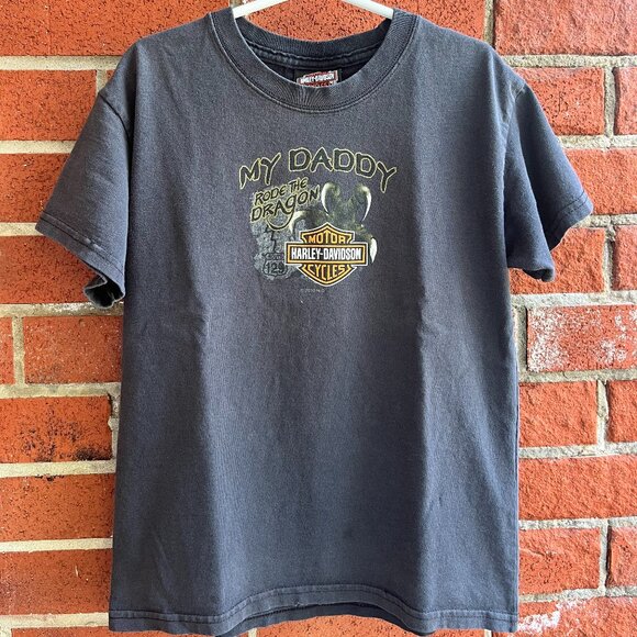 Harley Davidson Kids Tee "My daddy rode the dragon route 129" Size S - Picture 1 of 8